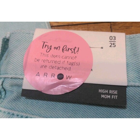 New KanCan Amelia Distressed High Rise Mom Fit Jeans Denim Womens Sz 03/25 Teal - Picture 12 of 12